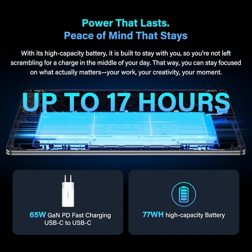 Miniatura 6 de GEEKOM GeekBook X16 Pro 2.8 lbs Laptop, 16" 2.5K 16:10 Laptop Computer, Ultra 5 125H, 32GB LPDDR5x 7500MHz RAM 1TB SSD, Up to 17 Hour, USB4