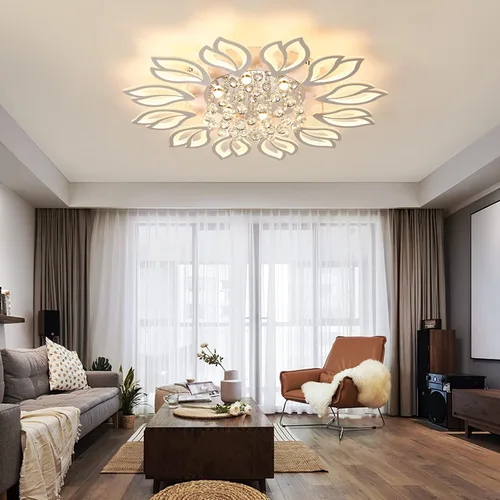 Miniatura 9 de Tioolo Lámpara de techo moderna, lámpara de techo LED regulable, lámpara de araña en forma de flor de 12 cabezales con control remoto, accesorio