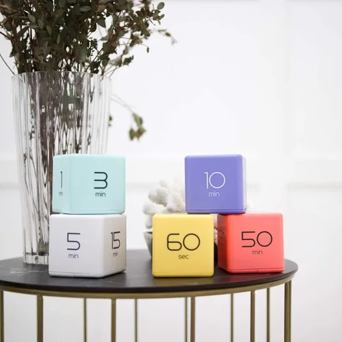 Miniatura 8 de mooas Temporizador de cubo menta (1,3,5 y 10 minutos) y blanco (5,15,30 y 60 minutos) y coral (10, 30, 50 y 60 minutos), temporizador para estudiar