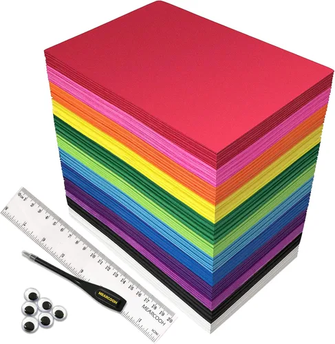 MEARCOOH - Paquete de 84 hojas de espuma de etilvinilacetato, 8.5 x 5.5 pulgadas, juego de papel de espuma a granel de colores para niños, aula, 12