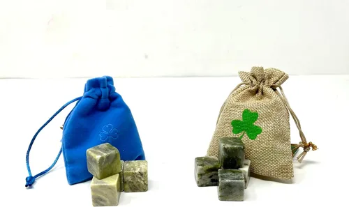 Juego de 8 piedras de ginebra verde y oscuro de mármol Connemara Chilling Rocks Scotch, Bourbon, Licor Bar Pub Artículos para beber regalos para