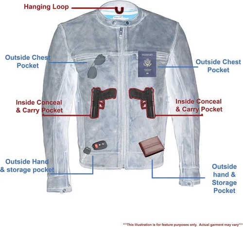 Miniatura 8 de Milwaukee Leather Chaqueta de moto marrón envejecido para hombre con ventilación