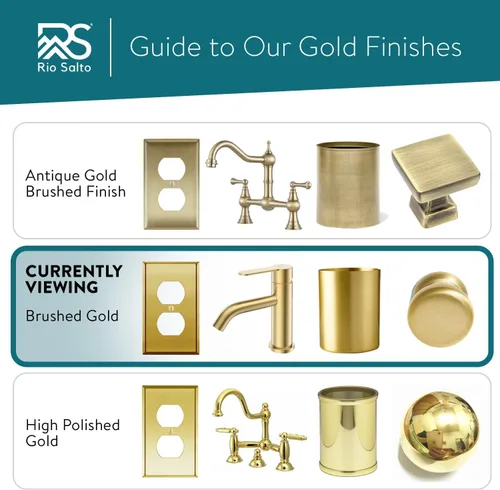 Miniatura 8 de Rio Salto BRASS - Cubierta de pared de metal dorado para toma de corriente o interruptor de luz, placa de pared resistente a la corrosión, cubierta
