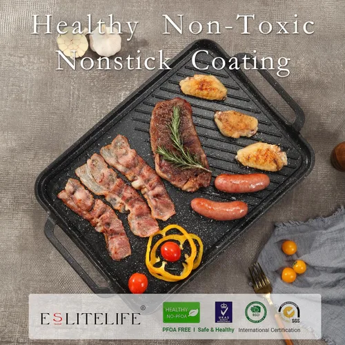 Miniatura 3 de ESLITE LIFE Sartén antiadherente de 11 x 17 pulgadas para cocinar en interiores y exteriores, versátil sartén grande de inducción 2 en 1