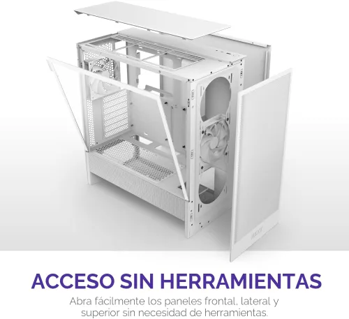 Miniatura 8 de NZXT H5 Flow Estuche compacto ATX para juegos de PC, torre media, alto flujo de aire, panel frontal perforado, panel lateral de vidrio templado
