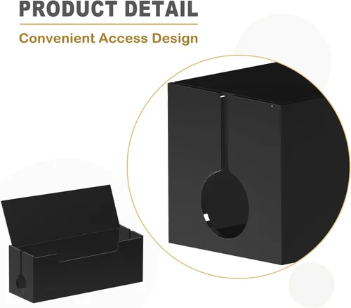 Miniatura 4 de Caja organizadora de cables para cables, 2 ranuras abiertas, organizador de regletas de alimentación debajo del escritorio y almacenamiento de Negro