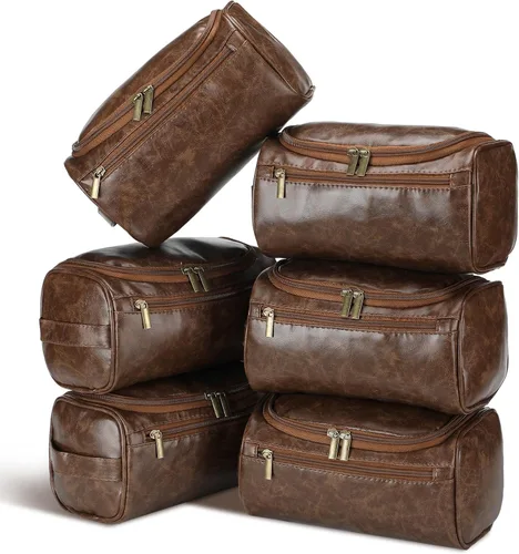 Miniatura 9 de Aliceset Juego de 6 bolsas de aseo de cuero para padrinos de boda con gancho, bolsa de cuero para propuesta de boda con asa lateral, regalo
