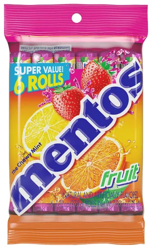 Miniatura 5 de Mentos Rollo de caramelo de menta masticable con sabores de frutas arcoíris (14 piezas) y rollo de caramelo de menta masticable Mentos sabores