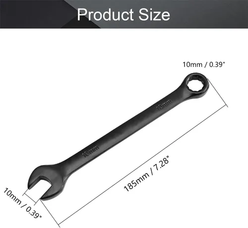 Miniatura 2 de Utoolmart Llave combinada de apertura de 0.394 in, material Cr-V con recubrimiento negro de electroforesis, longitud de 5.315 in para reparación uso