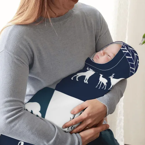 Miniatura 3 de Mantas de bebé personalizadas, mantas personalizadas con nombre Woodland y sombrero para niños, niñas y niños Azul marino