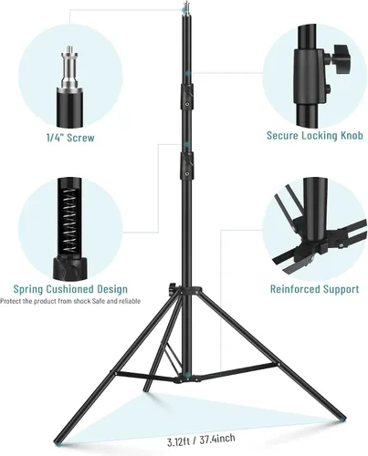 Miniatura 3 de Soporte de luz para fotografía, trípode resistente, soporte de iluminación de aluminio de 9.2 pies para Relfectors, retrato fotográfico, caja