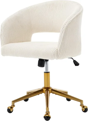 Miniatura 21 de Westice Juego de 1 silla de escritorio de terciopelo para oficina en casa, sillas modernas copetudas con patas de metal dorado, sillón tapizado