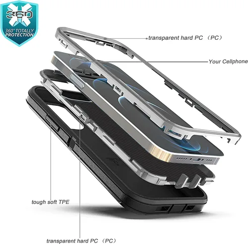 Miniatura 5 de YmhxcY Funda para iPhone 11 Pro Max, a prueba de golpes, a prueba de caídas, a prueba de polvo, 3 capas, duradera, funda de teléfono de protección