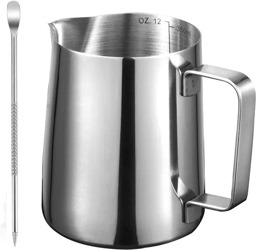 Espresso Milk Frothing Pitchers 12oz/20oz Milk Frother Pitcher 304 Stainless Steel Barista Milk Steaming Jug Cup for Making Coffee Cappuccino Latte