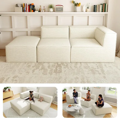 Miniatura 14 de Sofá Seccional Comprimido de 106" Sofás Modulares en Forma de L con Chaise, Espuma de Alta Densidad Sin Ensamblaje Requerido, 4 Piezas