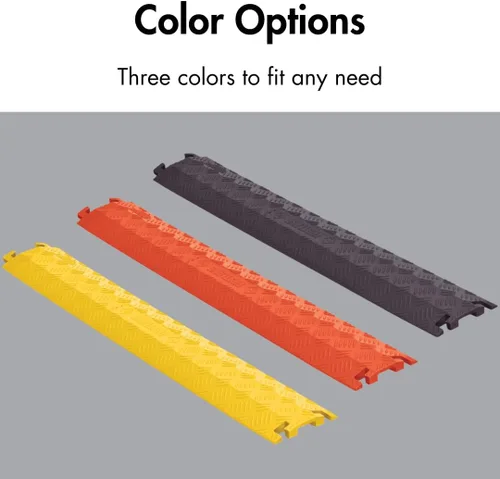 Miniatura 8 de Checkers Protector de cable ligero de 1 canal de 3 pies de largo para múltiples líneas de 0.5 pulgadas, cubierta de cable de piso para pasarelas