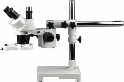 AmScope Microscopio estéreo trinocular SW-3T24Y-FRL, oculares WH10x, aumento 20X/30X/40X/60X, objetivo 2X/4X, soporte de brazo único, luz de anillo