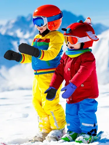 Miniatura 2 de SATINIOR 2 pares de guantes de nieve para niños, impermeables, guantes de esquí de invierno cálidos y gruesos para niñas y niños