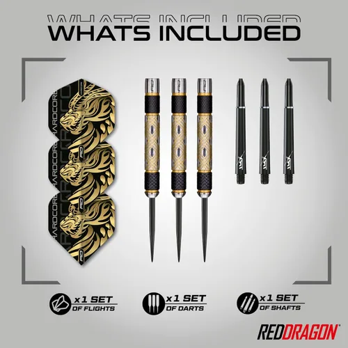 Miniatura 2 de RED DRAGON Golden Eyes Professional Steel Tip Darts Set - 85% Tungsten Darts with Aluminum Shafts & Flights - Available in Weights from 22g to 32g