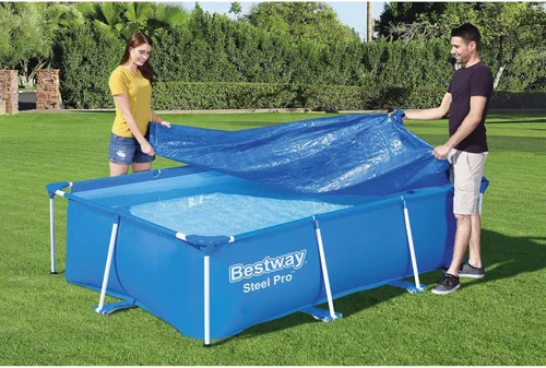 Miniatura 9 de Bestway Flowclear - Cubierta rectangular de 8 pies 6 pulgadas x 67 pulgadas para piscinas sobre el suelo, con agujeros de drenaje y cuerdas