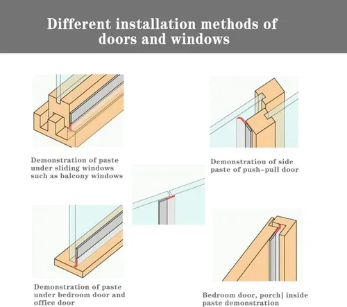 Miniatura 5 de Tira de sello de silicona, sellado para puerta o ventana, resistente a la intemperie, insonorizada, autoadhesiva, tira de puerta inferior, cinta