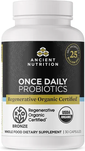 Ancient Nutrition Probióticos regenerativos orgánicos certificados, probióticos diarios una vez al día, digestión saludable y apoyo a la función del