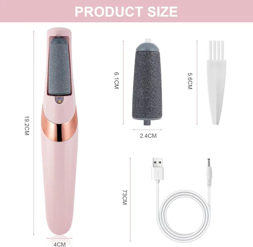 Miniatura 6 de AOOWU Lima eléctrica para pies, removedor de callos de pies recargable por USB con 2 velocidades de rodillos de repuesto y luces LED, herramientas