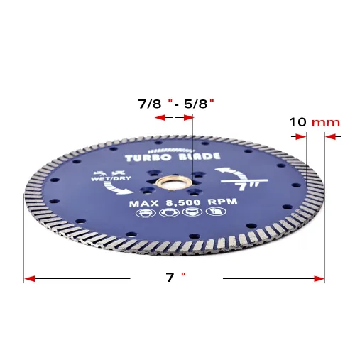 Miniatura 4 de OSCEH Hoja de diamante turbo de 7" Hoja de diamante para granito y mármol Hoja de sierra de porcelana para corte húmedo/seco