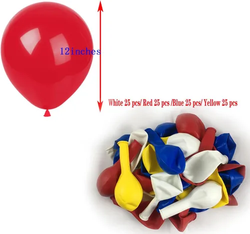 Miniatura 2 de KADBANER Globos blancos, amarillos, rojos y azules, paquete de 100, globos de látex de 12 pulgadas