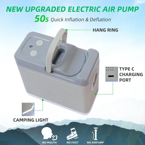 Miniatura 4 de Colchoneta de dormir autoinflable con bomba eléctrica, espuma viscoelástica ultra gruesa de 4 pulgadas con almohada, colchón de campamento aislado
