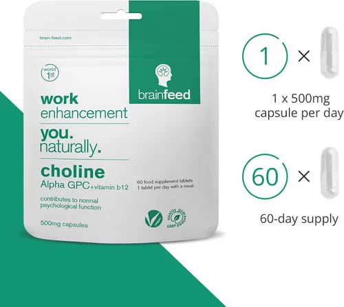 Miniatura 3 de Suplementos de acetilcolina para la salud cerebral, la memoria y la concentración 1 día 99% de alfa GPC cápsulas (60) acetilcolina nootrópica