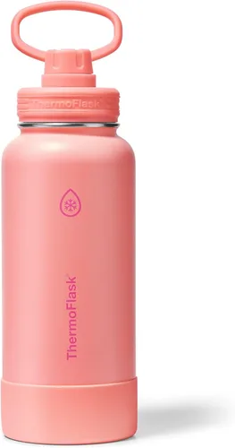Miniatura 27 de ThermoFlask Botella de agua aislada con tapa de boquilla, a prueba de fugas, botella de agua de acero inoxidable para bebidas frías y calientes