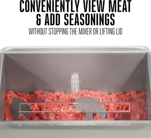 Miniatura 7 de Weston Mezclador de carne de acero inoxidable de 20 libras para añadir condimento a carne molida, hamburguesas, salchichas y cecina, plata