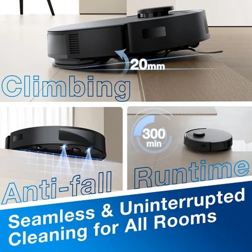 Miniatura 8 de ECOVACS DEEBOT N20 Plus Robot Aspirador y Fregona, con Estación de Vaciado Automático Sin Bolsa, Succión Potente de 8000Pa, Tecnología Anti-Enredos
