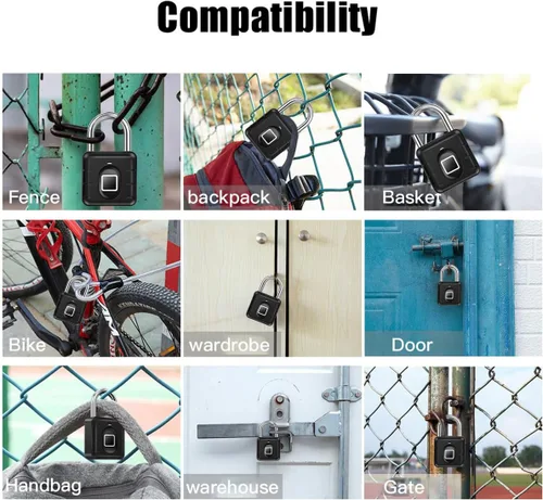 Miniatura 6 de AICase - Candado de huellas dactilares, Bluetooth con huella digital, soporta carga USB, IP67, impermeable, antirrobo, cerradura sin llave, adecuada