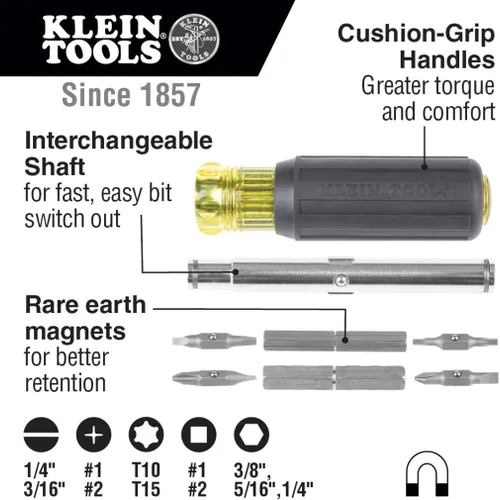 Miniatura 2 de Klein Tools 80045 Kit de herramientas de destornillador y tuerca para destornillador, incluye magnético 11 en 1, destornilladores multipuntas