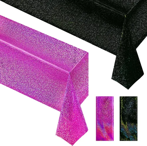 Miniatura 14 de Just Shimmer Mantel holográfico azul claro de 40" x 108" Decoración de fiesta rosa fuerte Día de San Valentín Fiesta de cumpleaños Decoración