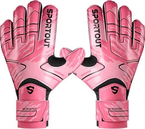 Miniatura 11 de Sportout Guantes de portero para jóvenes y adultos, agarre fuerte para las paradas más difíciles, con protección en los dedos y látex de 4+3MM