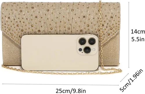 Miniatura 4 de DETARA Bolsos de noche para mujer, con lentejuelas con purpurina, monederos de mano para mujer, de cristal brillante, falp, formal, boda, fiesta