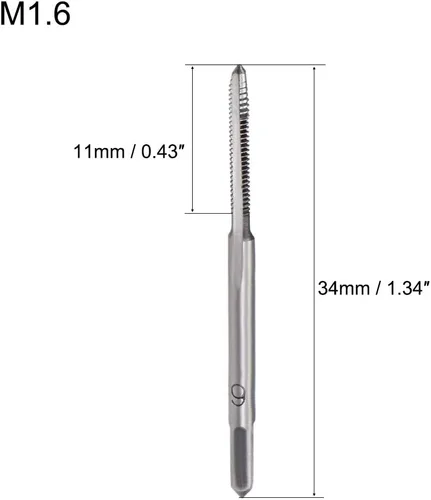 Miniatura 2 de uxcell Juego de 5 pares de roscado de mano métrica M1.6 Rosca 0.014 in paso cónico y enchufe Fresado Machos rectos Flautas de acero de alta velocidad