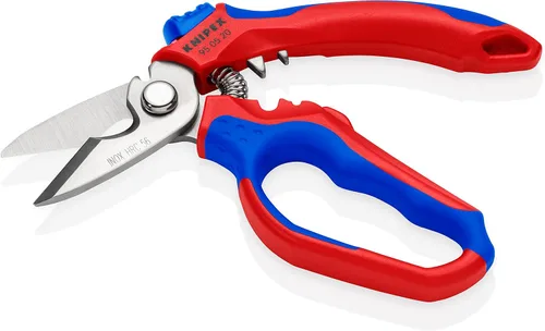 Miniatura 3 de KNIPEX Tools Tijeras de electricista de acero inoxidable 95 05 20 US angulares, 6-1/4", Rojo/Azul y Herramientas 00 19 75 LE Bolsa de cinturón