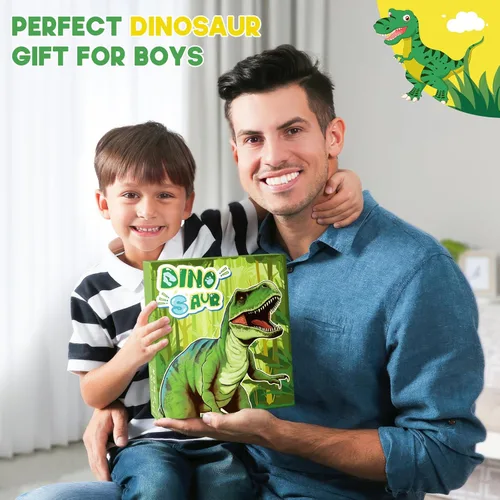 Miniatura 7 de Set de marcadores con aroma a frutas de 57 piezas con estuche de dinosaurio brillante y papelería, suministros de arte para niños de 4-6-8 años