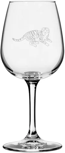 Miniatura 133 de Copa de vino de 12.75 onzas con temática de gato abisinio grabada para todo uso