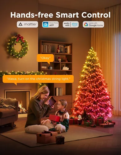 Miniatura 8 de Luces Navideñas Govee Christmas Lights 2, Luces de Cadena Navideñas RGBWIC de 99 Pies con 300 LEDs con Función de Mapeo de Formas, Decoración LED