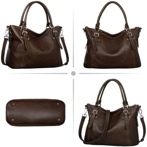 Miniatura 4 de HESHE - Carteras y bolsos de cuero genuino para mujer, bolso de mano, bolso de hombro, bolso de asa superior, bolso cruzado, bolso tipo morral