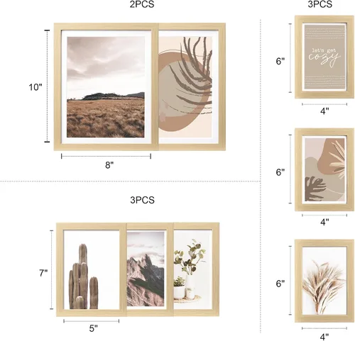 Miniatura 2 de ArtbyHannah Juego de marcos de pared para galería, marcos de fotos color beige, collage de decoración de pared con arte neutro para sala de estar