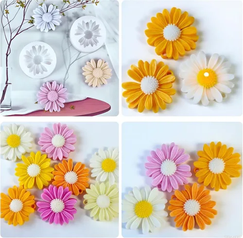 Miniatura 6 de 4 moldes para velas de margarita, moldes de silicona para hacer velas, molde decorativo en forma de flores 3D para fondant, jabón, pastel