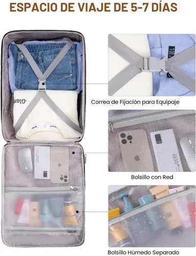 Miniatura 9 de LOVEVOOK Mochila de viaje de 40 L para mujeres y hombres, equipaje de mano aprobado por aerolíneas con 3 cubos de embalaje, bolsas de noche TSA