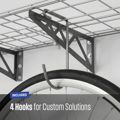 Miniatura 5 de Estante de pared SafeRacks, para garaje, 2 unidades, 45.72 x 121.92 cm, con ganchos para bicicleta Hammertone