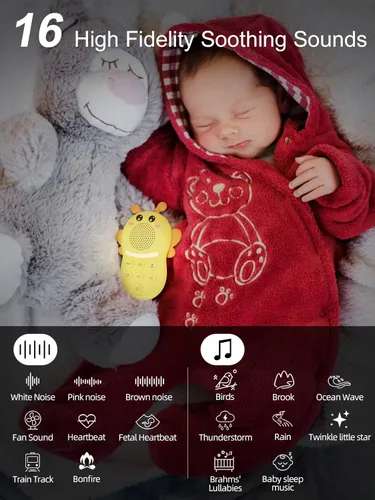 Miniatura 2 de Máquina de sonido portátil para bebé, máquina de sonido de ruido blanco para bebés y niños, máquina de canción de cuna recargable con luz, máquina